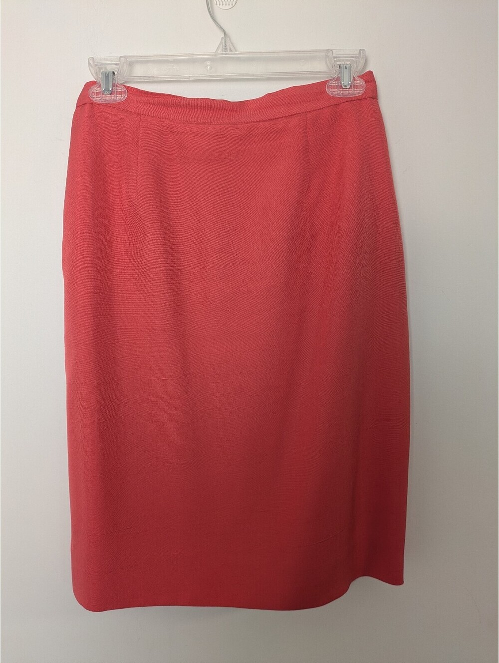 Vintage Silk Coral Pink Pencil Skirt – Size 8 Textured Midi Skirt Quiet Luxury